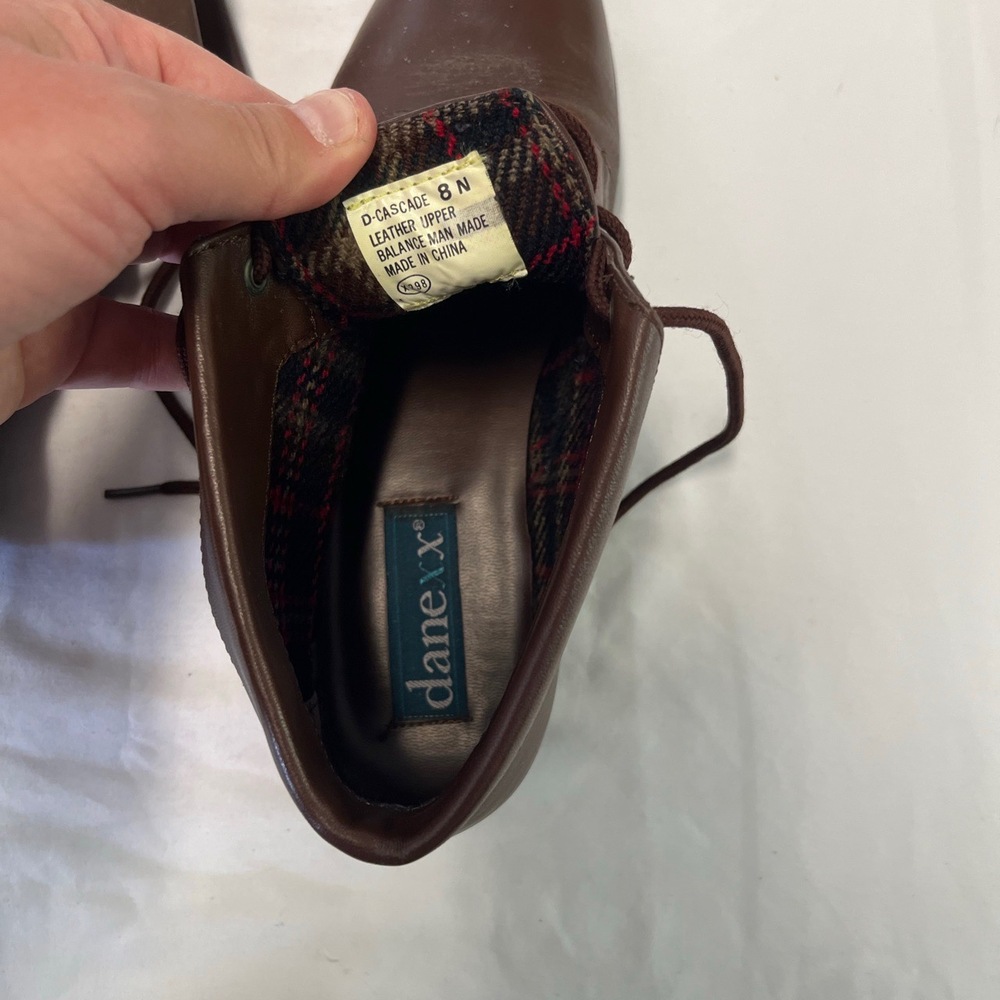 Dane.x D-CASCADE Brown Leather Lace‎ Up Flat Sole Boots Maine Woods Size 8 N - Picture 5 of 8